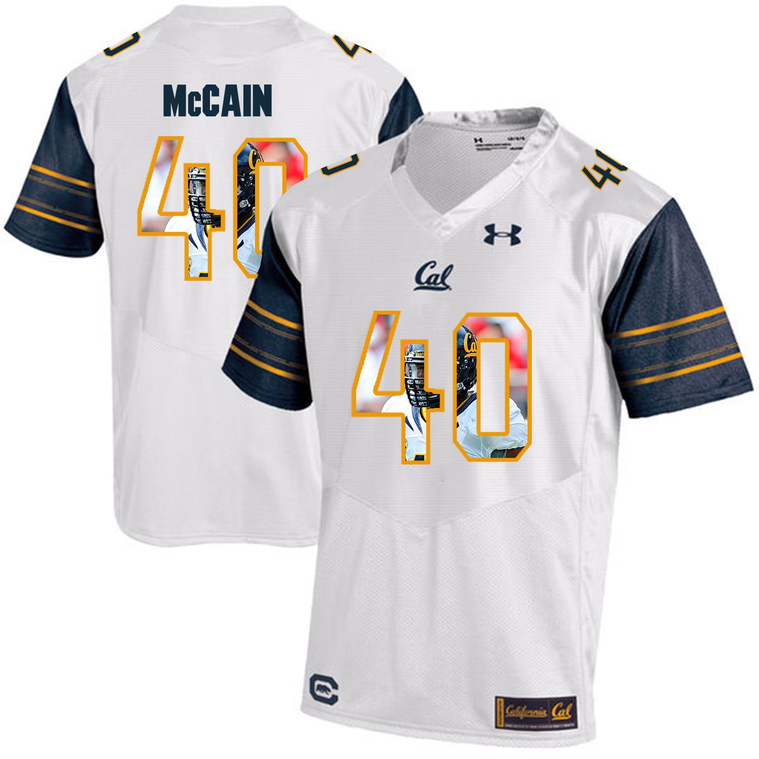 Men California Golden Bears #40 Chris McCain White Customized NCAA Jerseys